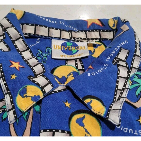 Vintage Universal Studios Hollywood Made In USA Tropical Shirt Blue XXL EUC - Picture 8 of 10